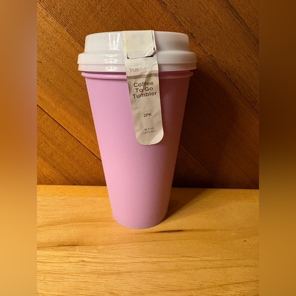 True Living “Bee Happy” Reusable Coffee Tumbler Set | Pink | 16 oz | 2 Pack - Picture 5 of 9